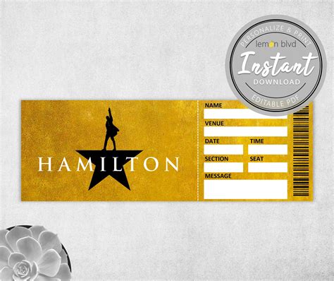Hamilton Printable Tickets